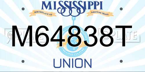 M64838T Mississippi License Plate