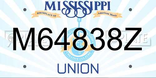 M64838Z Mississippi License Plate