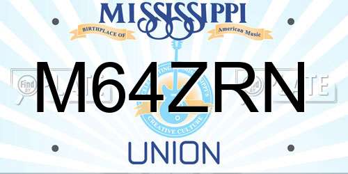 M64ZRN Mississippi License Plate