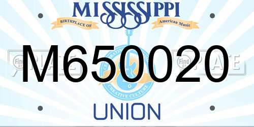 M650020 Mississippi License Plate