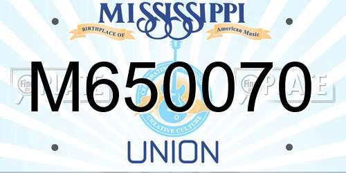 M650070 Mississippi License Plate
