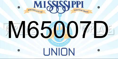M65007D Mississippi License Plate