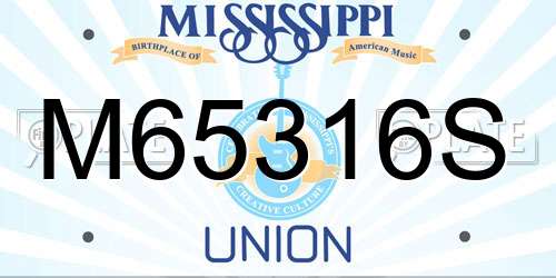 M65316S Mississippi License Plate