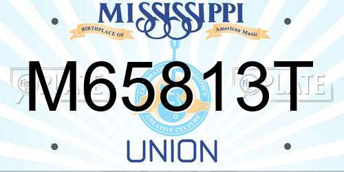 M65813T Mississippi License Plate