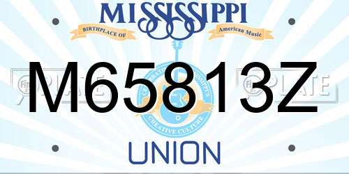 M65813Z Mississippi License Plate