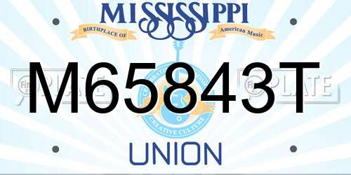 M65843T Mississippi License Plate