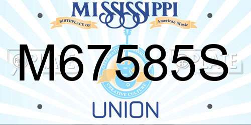 M67585S Mississippi License Plate