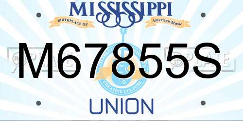 M67855S Mississippi License Plate