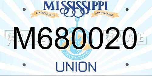 M680020 Mississippi License Plate