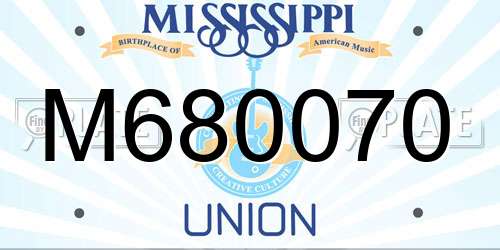 M680070 Mississippi License Plate