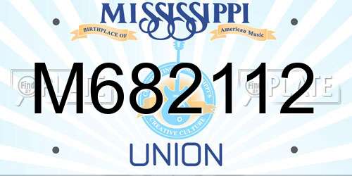 M682112 Mississippi License Plate