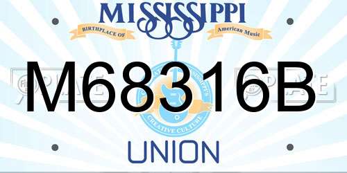 M68316B Mississippi License Plate