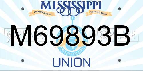 M69893B Mississippi License Plate