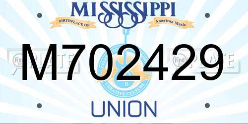 M702429 Mississippi License Plate