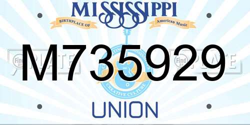 M735929 Mississippi License Plate
