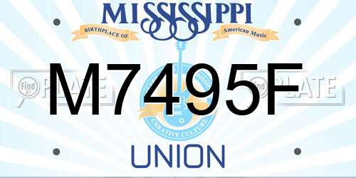 M7495F Mississippi License Plate
