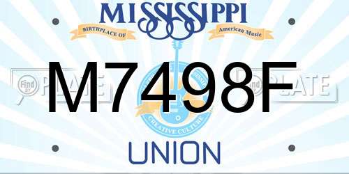 M7498F Mississippi License Plate