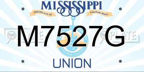 M7527G Mississippi License Plate