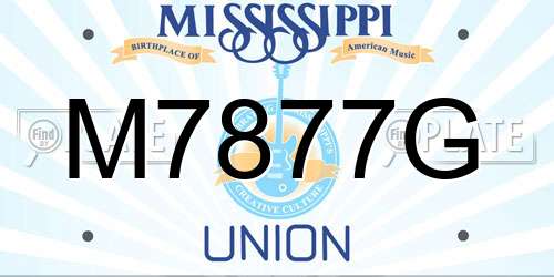 M7877G Mississippi License Plate