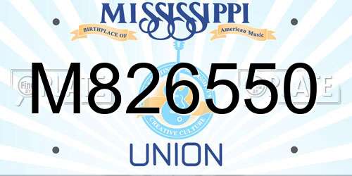 M826550 Mississippi License Plate