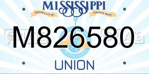 M826580 Mississippi License Plate