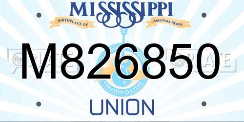 M826850 Mississippi License Plate
