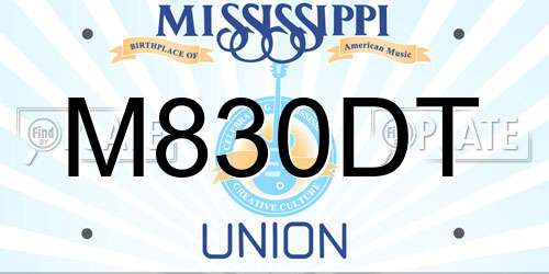 M830DT Mississippi License Plate