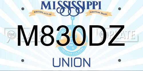 M830DZ Mississippi License Plate