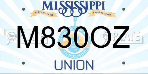 M830OZ Mississippi License Plate