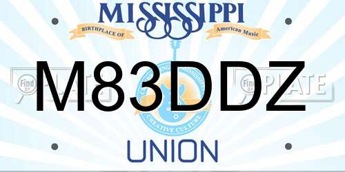 M83DDZ Mississippi License Plate