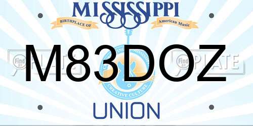 M83DOZ Mississippi License Plate