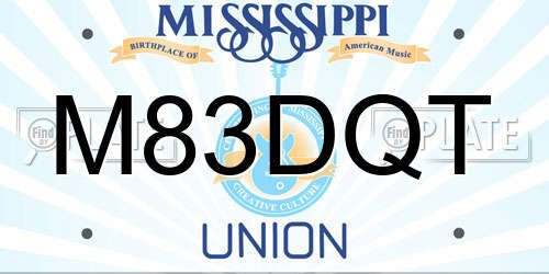 M83DQT Mississippi License Plate