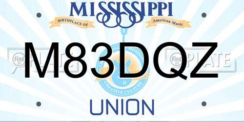 M83DQZ Mississippi License Plate
