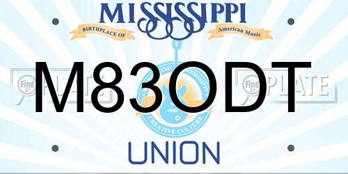 M83ODT Mississippi License Plate