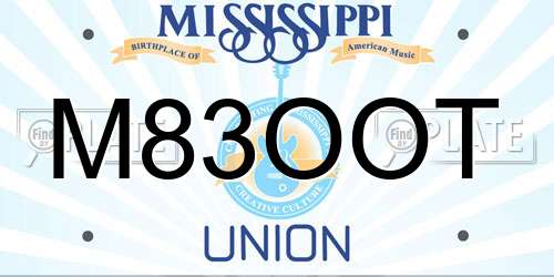 M83OOT Mississippi License Plate