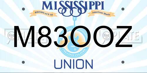 M83OOZ Mississippi License Plate