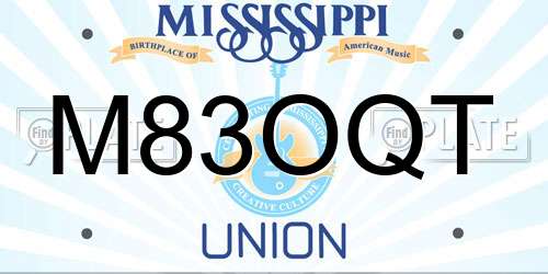 M83OQT Mississippi License Plate