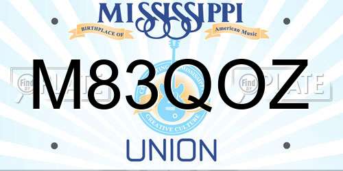 M83QOZ Mississippi License Plate