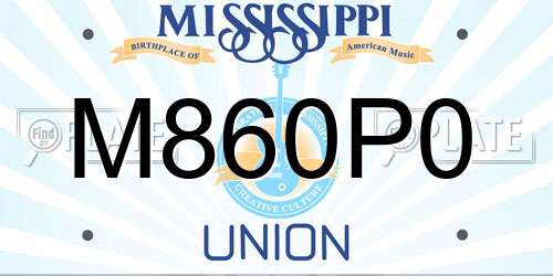 M860P0 Mississippi License Plate