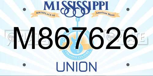 M867626 Mississippi License Plate