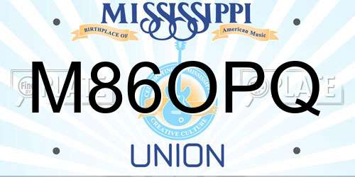 M86OPQ Mississippi License Plate