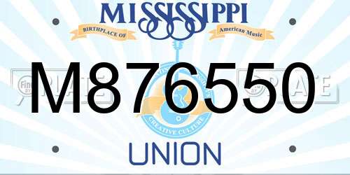 M876550 Mississippi License Plate