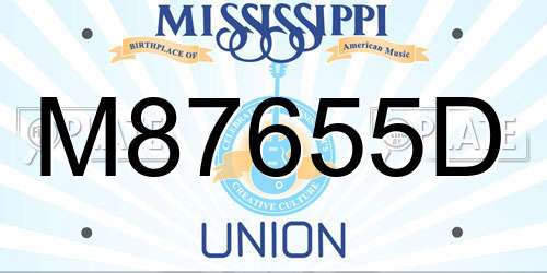M87655D Mississippi License Plate