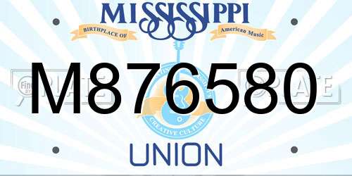 M876580 Mississippi License Plate