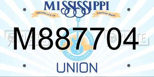 M887704 Mississippi License Plate