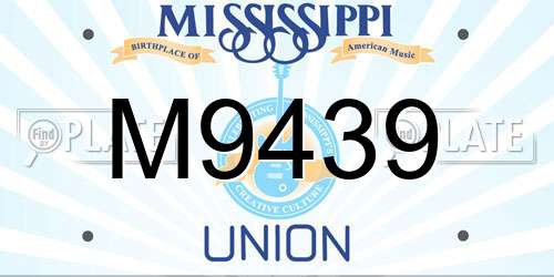 M9439 Mississippi License Plate