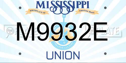 M9932E Mississippi License Plate