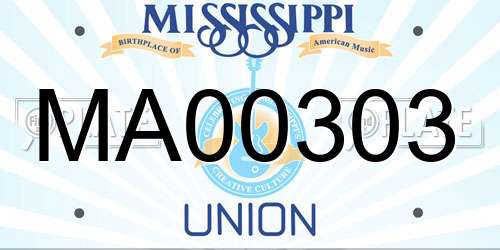MA00303 Mississippi License Plate