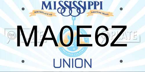 MA0E6Z Mississippi License Plate