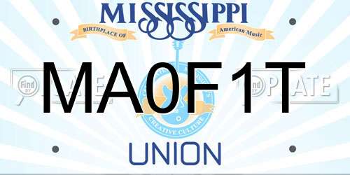 MA0F1T Mississippi License Plate